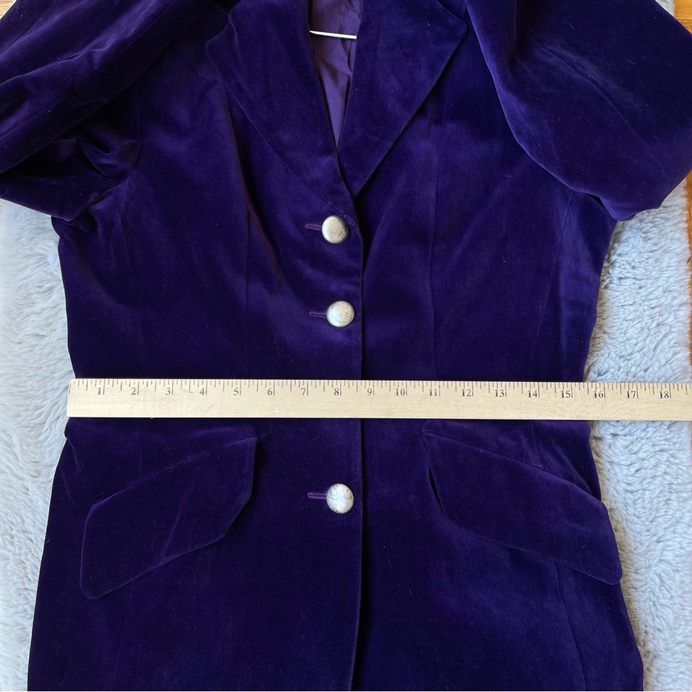 LILI CREPON Paris purple velveteen Blazer VTG‎ size 2 - Picture 8 of 10